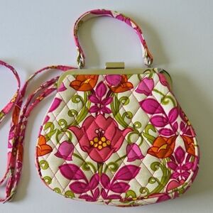Vera Bradley Lilli Bell Mini Crossbody Bag, Quilted Pink and Orange Floral